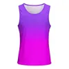 Herrtankar ombre tryck dagligen tankar neon lila och rosa gym toppar mens design streetwear ärmlösa västar 3xl 4xl 5xl 230721