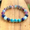 MG1003 Брецлет Blue Apatite Chakra Bracelet Rainbow Floorite Bracelet Mala Natural Aqua Marine Lapis Energy Bracelet2206