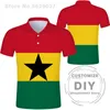 Herren-Polohemden Ghana-Poloshirt, DIY-kostenlose maßgeschneiderte Namens-Gha-Poloshirt-Nationsflagge Gh-Land-Republik-College-Druck-PO-Text-Kleidung 230720