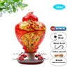 Garden Decorations Bird Feeder Hummingbird Painted Glass Flower Water Food Container For Outdoors Patio 230721