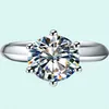 Cluster Rings Sightly Test Positive 3Ct 9 0mm D-E Lab-Grown Moissanite Diamond Ring 925 Sterling Silver Engagement Female1256R