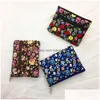 Autre Textile de Maison Sac à Pièce Florale Mini Portefeuille en Tissu de Lin Pièces de Monnaie Double Pochette à Fermeture Éclair Sac à Main Porte-Carte Clé Drop Delivery Jardin Texti Dhjro