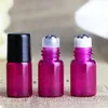 Cheap price Refillable 1ml 2ml 3ml 5ml 10ml Red Perfume Glass Roll On Bottle with Stainless Steel Roller for Essential Oil Free Ship Aocsp