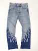 Mężczyźni spodnie gd 9 0 Flame Micro Flear Jean S High Street Denim Długie jakość Vintage noga 230721