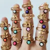 36pcs Cute Beads Women Ring Fashion Butterfly Heart Tree Crown Eyeball Stainless Steel Charm Party Rings Girls Jewelry