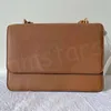 Kedja Britten väska läder designer kvinnor klaff stängning crossbody mode koppling kuvert lady axel rektangel väskor handväska