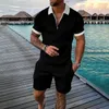Survêtements pour hommes Mode Zipper Polo Shirt Set Hommes Casual 3D Imprimé Polo Shirt Shorts Beach Boys Summer Fashion Set hommes t-shirts 230720