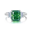 Pierścienie ślubne Wong Rain 100 925 Sterling Srebrny Srebrny Cut Emerald High Carbon Diamond Stone Emental Fine Biżuter