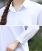 Camicia lunga donna 2019 autunno manica lunga colletto rovesciato top con tasca camicetta donna basic grande taglie forti bianco