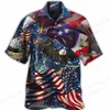 Men's Casual Shirts American Flag 3d Print Women's Hawaiian Vocation Blouses Independence Day Lapel Shirt Camisas Clothing