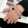 Link Bracelets 2PCS/Set Multilayer Magnetic Heart Bangles For Women Lovers Y2K Vintage Chain Silver Color Set Punk Jewelry