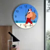Wall Clocks Christmas Beach Santa Claus Round Desktop Digital Clock Non-ticking Creative Childrens Room Watch