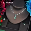 Collier boucles d'oreilles ensemble mode Ly vert couleur luxe mousseux cubique Zircon mariage lourd dîner N-577