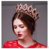 Western Style Kırmızı Dimand Kristal Kafa Takı Prenses Kraliçe Düğün Partisi Saç Accessoradwear Barok Bridal Crown Tiaras ve Cro1928