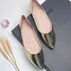 Klänningskor Lady Pearlescent Material Flats Pointy Toe Spogy Intersole For Tender Foot Wide Montering 33-48 Green Champagne Balerinas Rojas Mujer L230721