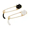 Szpilki broszki śliczne czarne białe koty olej z kropli broszka wykwintna szkliwa szpilki obroża dżinsy dekoracja biżuteria dostawa dhmt8