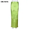 Skirts CM.YAYA Vintage Women Faux Leather Patchwork Bodycon Midi Pencil Maxi Long Skirt Street INS Fashion PU OL Skirts 230720