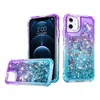 Étuis de luxe 3IN1 Gradient Quicksand pour iPhone 15 14 Plus 13 Pro MAX 12 11 XS X 8 7 6 Plastique Dur PC Soft TPU Liquide Bling Glitter Sparkle Love Heart Couverture de téléphone portable