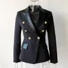 W050 Feature Crop Blazer zakelijke bijeenkomst Lente femmelondon Kwaliteit Europees Ontwerp PU lederen kraag Slank Zwart OL Formeel Classi195P