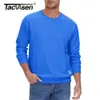 Sweats à capuche pour hommes Sweats TACVASEN Tricoté léger pour hommes à manches longues Pull à col rond Coupe décontractée Pull en tricot avec cordon de serrage Tops 230721