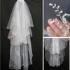 Bling Wedding Veils with Crystal for Bride two layers High Quality Soft Tulle Bridal Veil with Crystals Short Layered Bridal Vail 199K