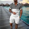 Survêtements pour hommes Mode Zipper Polo Shirt Set Hommes Casual 3D Imprimé Polo Shirt Shorts Beach Boys Summer Fashion Set hommes t-shirts 230720