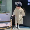 衣料品セット衣類セット子供ゴルフ服2023新しいファッションキッズ服の男の子夏のスーツ半袖シャツ+ショーツベビーハンサムカジュアルC AA230504 Z230724