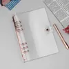 Agenda Journal Diary Planner PVC Rose Gold Clear Binders Loose-Leaf 6 Ring A5 A6 30mm Binder Cover 210611197j