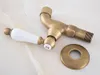 Bathroom Sink Faucets Antique Brass Single Hole Wall Mount Basin Kitchen Faucet Cold Outrood Garden Bibcock Mop Pool Taps 2av317