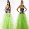 Nowe przybycie kamuflaż sukienki druhna ukochana kamuflaż w kamuflażu Ruffled Green Tiul sukienki