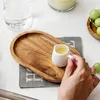 Plates Wooden Tray Solid Wood Oval Breakfast Plate Bread Dessert Barbecue Cake Easy To Carry Multifunctional