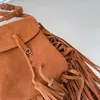 Suede iPhone Bag Tassels Crossbody Flat Bag Axel Bags Flap Purse Women Clutch Bag Brown Black Frosting Full Leather Classic Letter Hårdvara Buckle Light Plånböcker