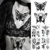 Waterproof Temporary Tattoo Sticker Dark Old School Moth Butterfly Flash Tattoos Snake Rose Body Art Arm Fake Tatoo Women Men