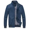 Men's Jackets Fashion Coat Solid Color Stand Collar Simple Jacket Spring Autumn Male Casual Wear-Resistant Long Sleeve Outwear