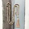 Chains Romantic Pink Tassel Necklace Gift For Her 108 Beads Energy Sunstone Mala Boho Knotted Yoga Jewelry Women12508