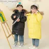 Donsjas Donsjas Kinderjas Over de knie Lange stijl Mode Jongens en meisjes Dikke warme winterkleding 4 effen kleuren 221121 Z230721