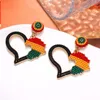 dangle earrings beaded heart drop for women black africa map girls inspirationジュエリーギフト