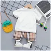 Kleidung Sets Baby Jungen Mädchen Plaid Kleinkind Säugling Sommer Kleidung Kinder Outfit Kurzarm Casual T-shirt Shorts Drop Lieferung Matern Dhnjy