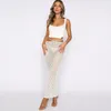 Kjolar mode stickade långa kjol kvinnor sexig semesterfest cove-up midi stes tappade midjan casual bodycon maxi strand