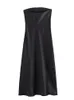 Basic Casual Dresses TRAF Black Long For Women Off Shoulder Satin Dress Woman Summer Backless Sexy Evening Elegant Party 230721