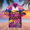 Mäns casual skjortor Summer Hawaiian skjorta för män 3d tecknad flamingo herrskjorta strand överdimensionerade roliga mäns kläder mode kort ärm 230720