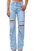 Damesjeans Kleding Gebleekt Lichte kleur Casual Ripped Denim Broeken Broeken Zomer Lente Volledige lengte