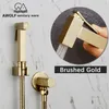 Hand-Bidet-Sprayer, Messing-Duschset, WC-Shattaf-Sprüher, quadratisch, gebürstetes Gold, Kupfer, Ventil-Set, Duschkopf, Wasserhahn AP2112 Y20220q