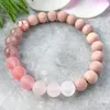 MG1096 Pink Rose Crystal Kralen Armband Natuurlijke Palissander Boho Kralen Armband Healing Kristallen Mala Armband voor Women236t