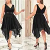 Plus size jurken elegante plus size avondjurken voor vrouwen kant patchwork chiffon hoge taille lange jurk sexy mouwloze tank galajurk 230720