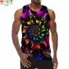 Erkek tank üstleri mavi çizgiler tank üstü erkekler için 3d baskı psychedelic kolsuz desen üst grafik yelek sokak kıyafetleri yenilik hip hop tees 230721