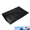 100pcs Heat Seal Zip Lock Package Bags Aluminum Foil Mylar Tear Notch Matte Black Stand Up Bag Whole218M