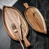 Plates Large Wooden Plate Serving Tray Fruit Dessert Snack Dish Leaf Design Breakfast Coffee Tea Kitchen Dishes Tableware