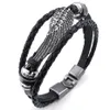 Charmarmband retro metallspänne armband smycken vinge ängel fläta manschett läder legering fancy för man och kvinna handkedja färg b289g