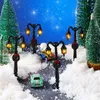 Dekorative Figuren 12 Stücke Mini Weihnachten Laternenpfahl Dorf Fee Zug Laterne Miniatur Straße Für Puppenhaus Zubehör